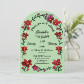 Whimsical Flowers Arch Border 35e verjaardagsfeest Kaart (Staand voorkant)
