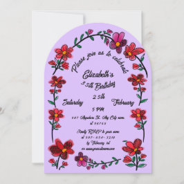 Whimsical Flowers Arch Border 35e verjaardagsfeest Kaart