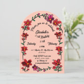Whimsical Flowers Arch Border 35e verjaardagsfeest Kaart (Staand voorkant)