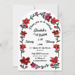 Whimsical Flowers Arch Border 35e verjaardagsfeest Kaart