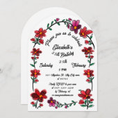 Whimsical Flowers Arch Border 35e verjaardagsfeest Kaart (Voorkant / Achterkant)