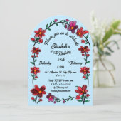 Whimsical Flowers Arch Border 35e verjaardagsfeest Kaart (Staand voorkant)
