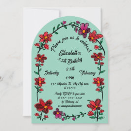 Whimsical Flowers Arch Border 35e verjaardagsfeest Kaart