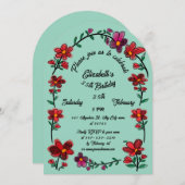 Whimsical Flowers Arch Border 35e verjaardagsfeest Kaart (Voorkant / Achterkant)