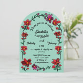 Whimsical Flowers Arch Border 35e verjaardagsfeest Kaart (Staand voorkant)