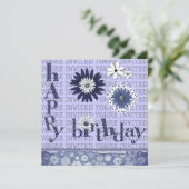 Whimsical Flowers Birthday Party Invitations Kaart (Staand voorkant)