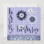 Whimsical Flowers Birthday Party Invitations Kaart (Voorkant)
