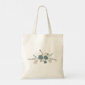 Whimsical Flowers Blauwgroen Roze grijze stromende Tote Bag (Achterkant)