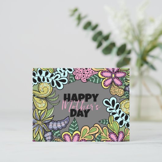 Whimsical Flowers Blijft Botanische Moederdag Briefkaart (Staand voorkant)