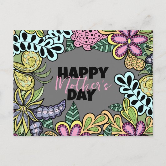 Whimsical Flowers Blijft Botanische Moederdag Briefkaart (Voorkant)