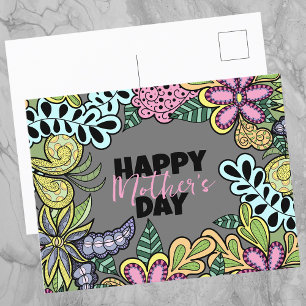Whimsical Flowers Blijft Botanische Moederdag Briefkaart