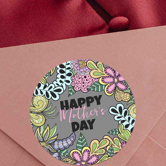 Whimsical Flowers Blijft Botanische Moederdag Ronde Sticker