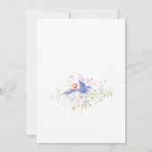 Whimsical Flowers & Blue Birds Watercolor Wedding Kaart (Achterkant)