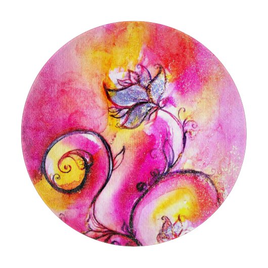 WHIMSICAL FLOWERS Blue Pink Yellow Florence Snijplank (Voorkant)