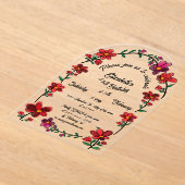 Whimsical Flowers Border 35e verjaardagsfeestje Acryl Uitnodigingen (Laagn)