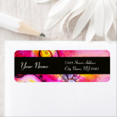 WHIMSICAL FLOWERS & BUTTERFLES blue roze yellow Etiket (Insitu)