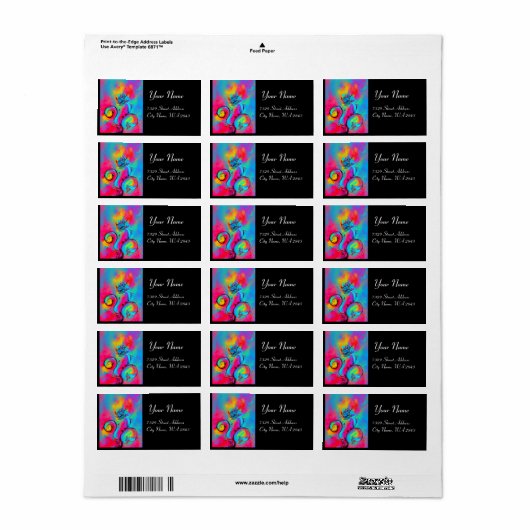 WHIMSICAL FLOWERS & BUTTERFLES blue roze yellow Etiket (Full Sheet)