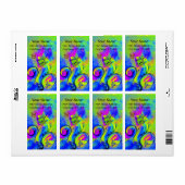 WHIMSICAL FLOWERS & BUTTERFLES blue yellow Etiket (Full Sheet)