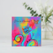 WHIMSICAL FLOWERS & BUTTERFLIES roze blauw geel Kaart (Staand voorkant)