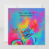 WHIMSICAL FLOWERS & BUTTERFLIES roze blauw geel Kaart (Achterkant)