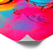 WHIMSICAL FLOWERS & BUTTERFLIES roze geel blauw Poster (Hoek)