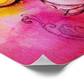 WHIMSICAL FLOWERS & BUTTERFLIES roze geel blauw Poster (Hoek)