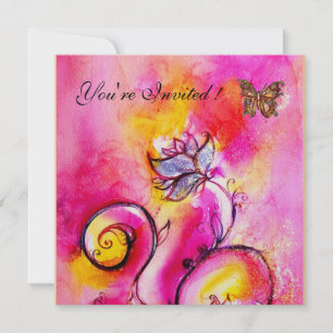WHIMSICAL FLOWERS & BUTTERFLIES roze geel Kaart