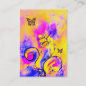 WHIMSICAL FLOWERS & BUTTERFLY roze paarse geel Visitekaartje (Achterkant)