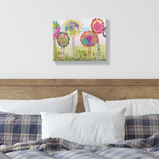 Whimsical Flowers Canvas Afdruk (Insitu (Slaapkamer))