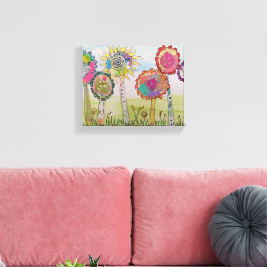 Whimsical Flowers Canvas Afdruk (Insitu (Woonkamer))