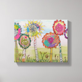 Whimsical Flowers Canvas Afdruk