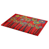Whimsical Flowers Cutting Board RED Snijplank (Hoek)
