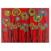 Whimsical Flowers Cutting Board RED Snijplank (Voorkant)