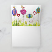 Whimsical Flowers en een Bird Wenskaart Kaart (Binnen)