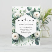Whimsical Flowers Eucalyptus Digital Wedding Save The Date (Staand voorkant)