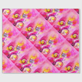 WHIMSICAL FLOWERS fuchsia roze geel Cadeaupapier (Vlak)