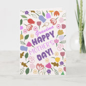 Whimsical Flowers Grandma Happy Mother's Day  Feestdagen Kaart (Voorkant)