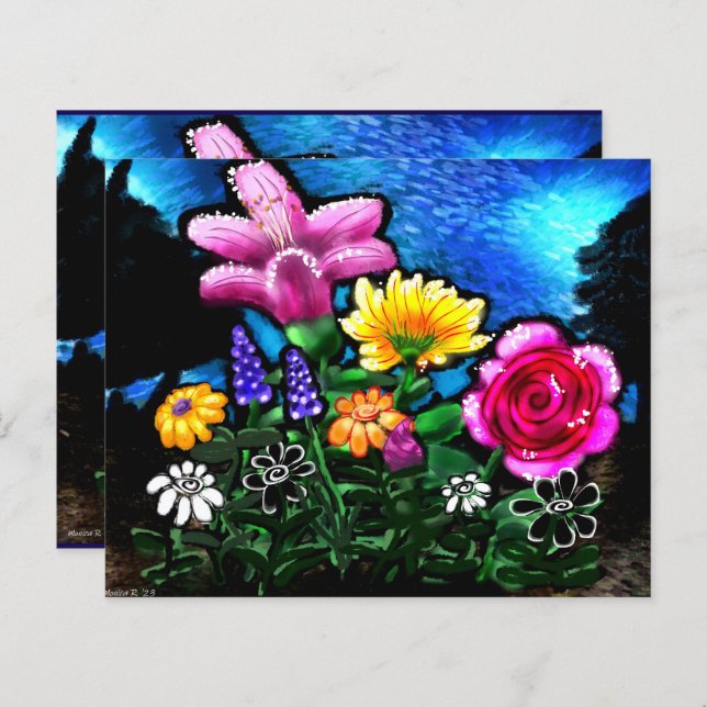 Whimsical Flowers Grape Hyacinth Scrapbook Paper (Voorkant / Achterkant)