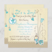 Whimsical Flowers Het is een Baby shower voor jong Kaart (Voorkant / Achterkant)