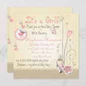 Whimsical Flowers Het is een Meisje Baby shower Kaart (Voorkant / Achterkant)