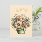 Whimsical Flowers in a Planter Pot Bedankkaart (Staand voorkant)