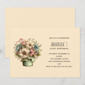 Whimsical Flowers in a Planter Pot Birthday Kaart (Voorkant / Achterkant)