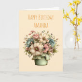 Whimsical Flowers in a Planter Pot Cute Birthday Kaart (Gele Bloem)