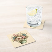 Whimsical Flowers in a Planter Pot Cute Kartonnen Onderzetters (Insitu)