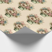 Whimsical Flowers in a Planter Pot Cute Pattern Cadeaupapier (Hoek)