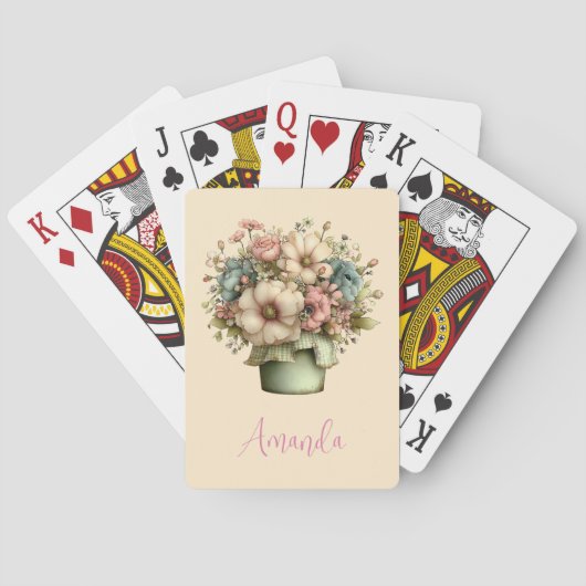 Whimsical Flowers in a Planter Pot Cute Pokerkaarten (Achterkant)