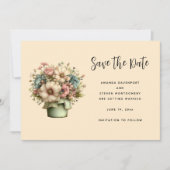Whimsical Flowers in a Planter Pot Save The Date (Voorkant)