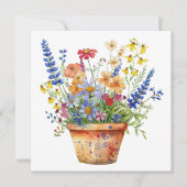 Whimsical Flowers in Pot Floral Illustration Kaart (Voorkant)