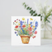 Whimsical Flowers in Pot Thinking of You Cheerup Kaart (Staand voorkant)