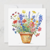 Whimsical Flowers in Pot Thinking of You Cheerup Kaart (Voorkant)